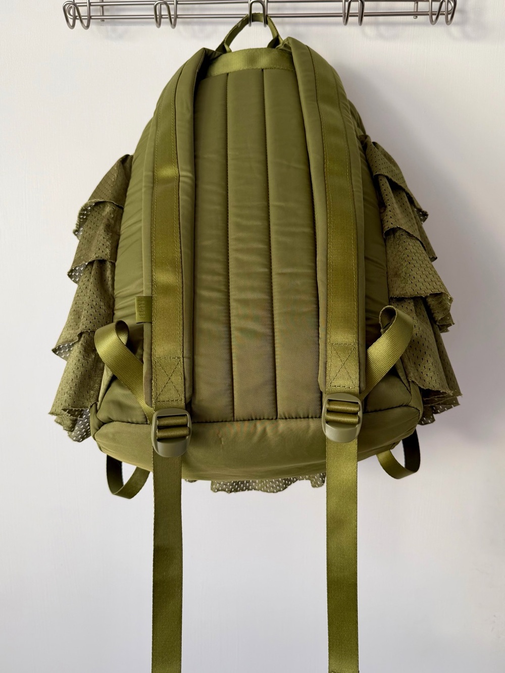 Fenty x Puma Rihanna Ruffle Mesh Backpack Olive Green - Picture 14 of 16
